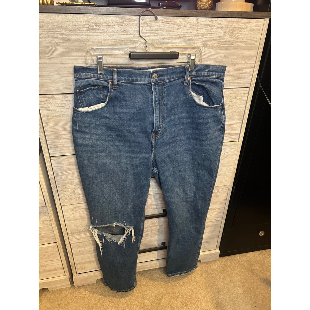 Abercrombie Curve Love Ultra High Rise Ankle Straight Ripped Jeans 34 18R Medium
